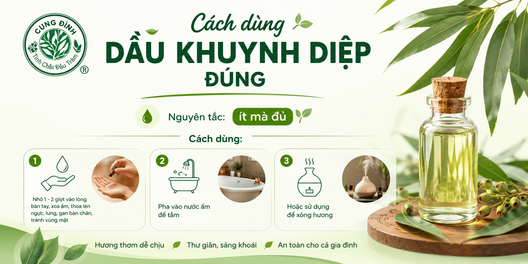 Cách dùng dầu khuynh diệp đúng và an toàn