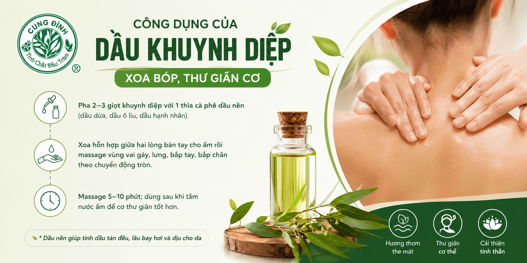 Công dụng xoa bóp bằng dầu khuynh diệp