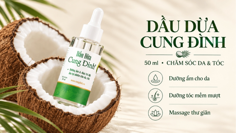 Dầu dừa Cung Đình 50ml chăm sóc da và tóc