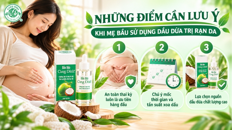 những điểm cần lưu ý khi mẹ bầu sử dụng dầu dừa trị rạn da bà bầu