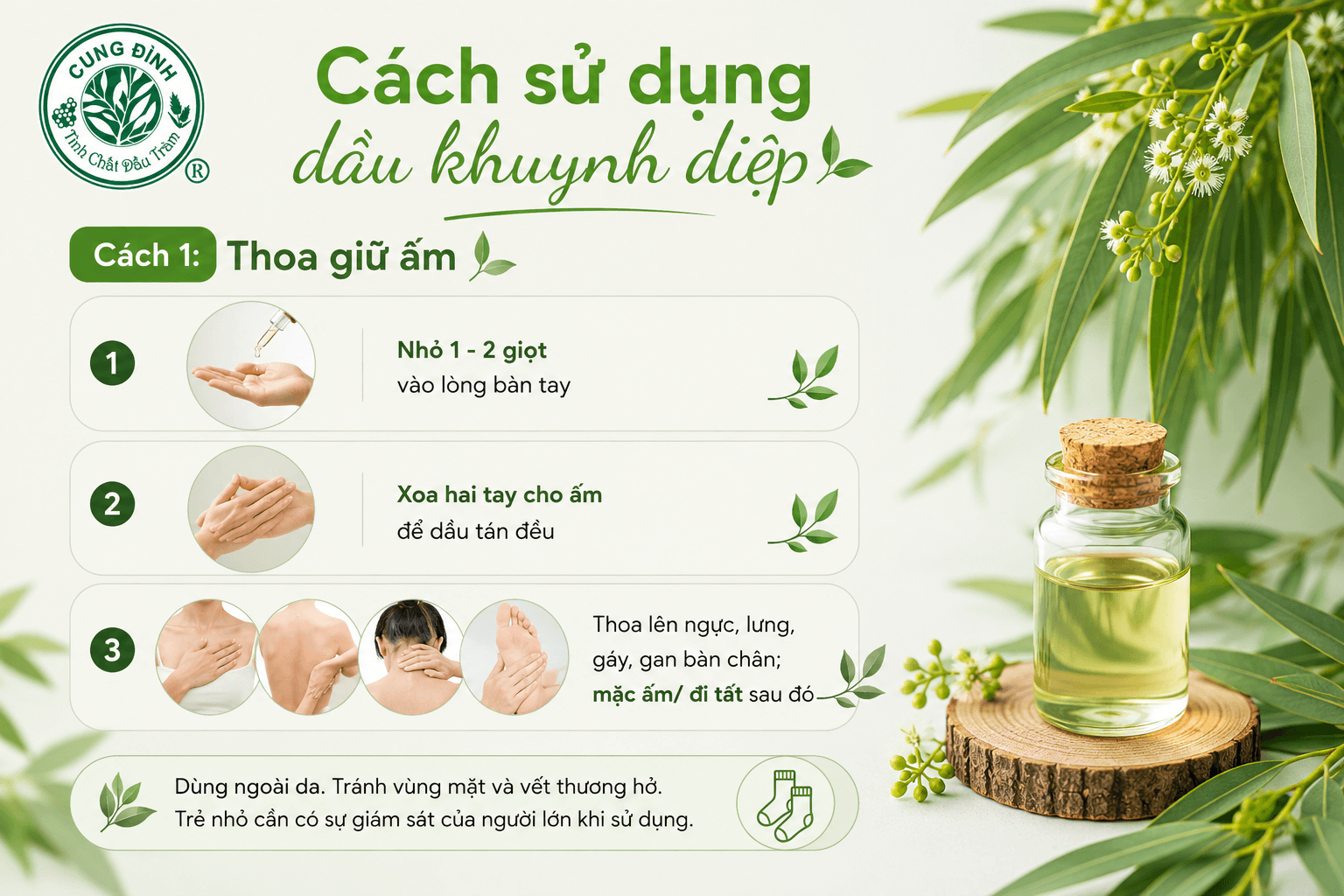 Thoa dầu khuynh diệp giữ ấm