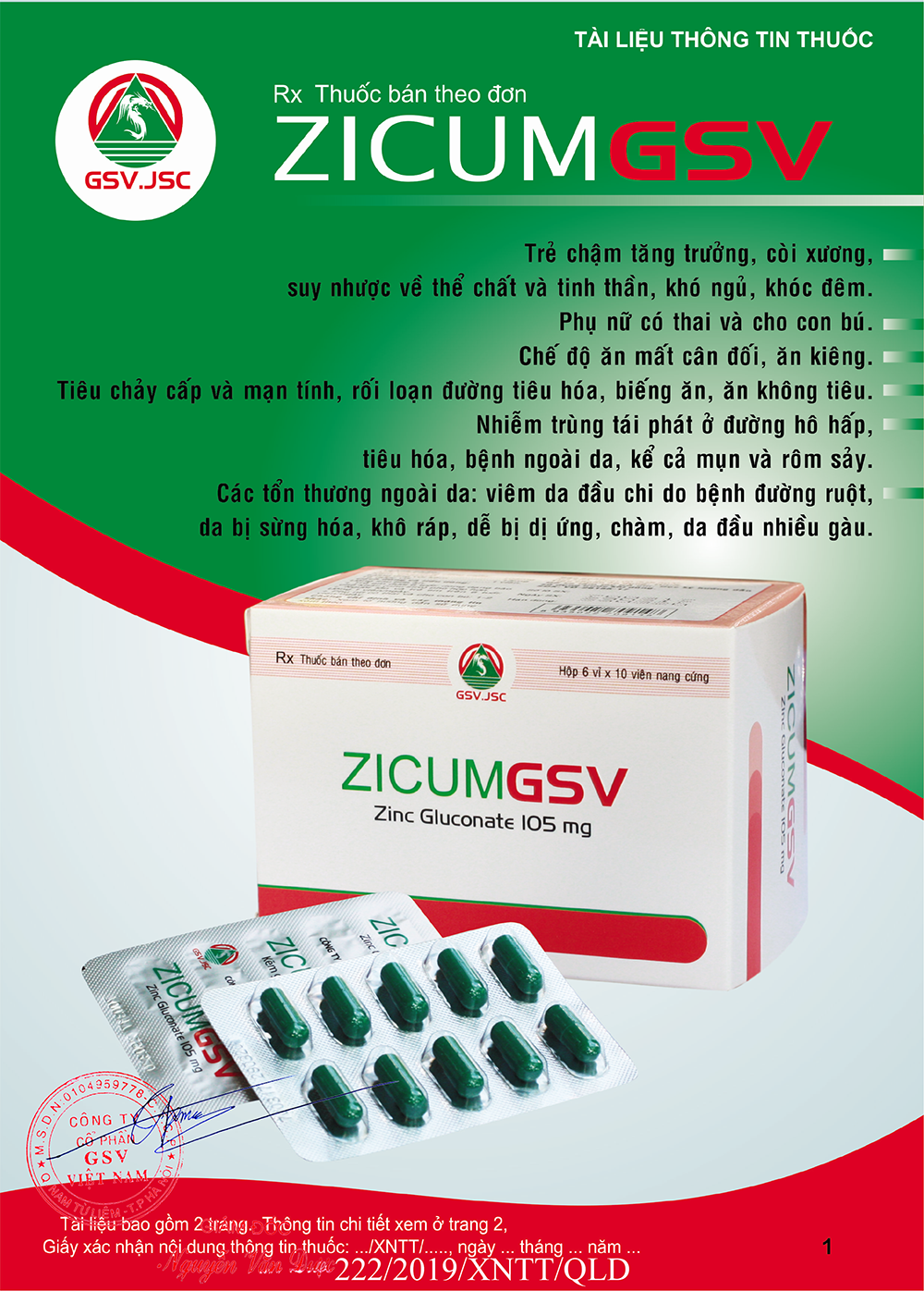 Viên Bổ Sung Kẽm Ngăn Ngừa Mụn Zicum GSV