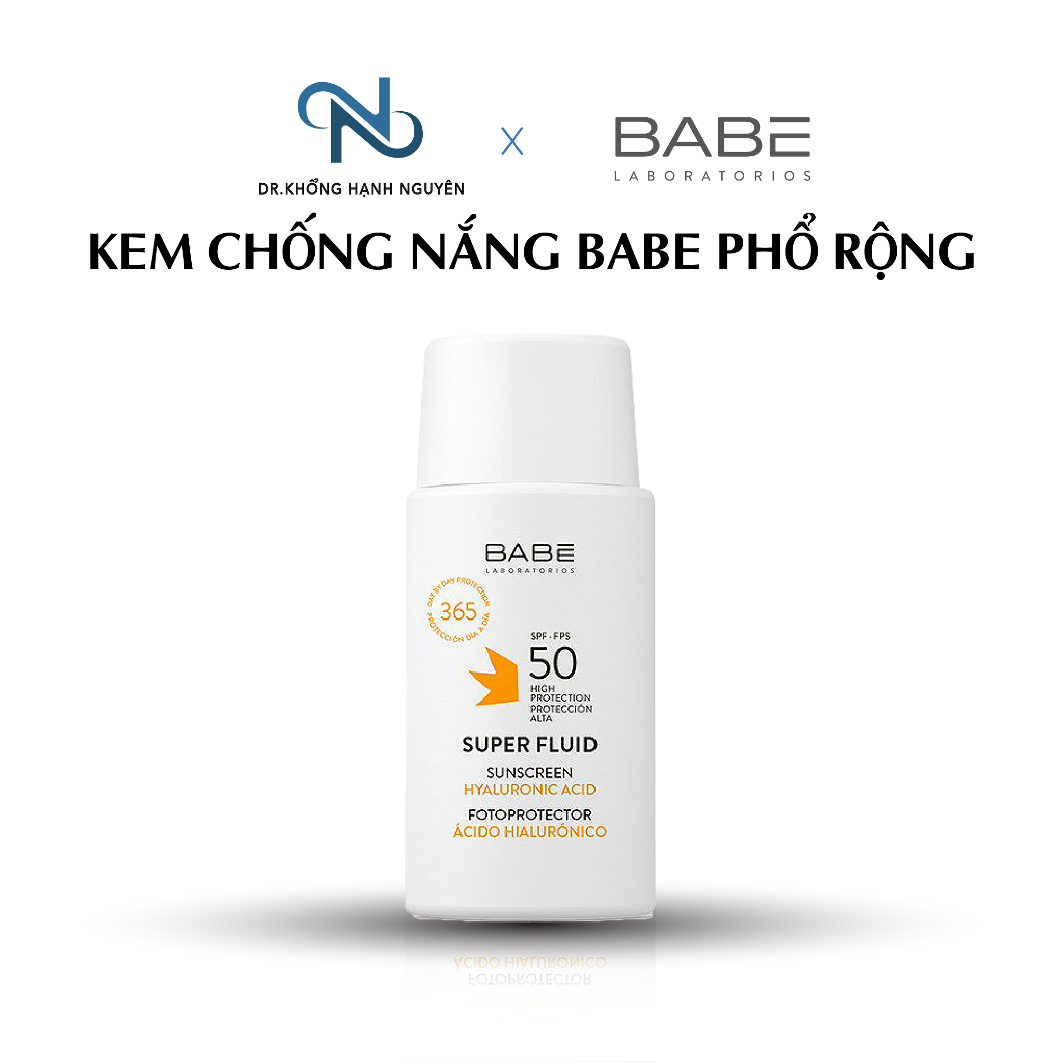 Kem chống nắng BABE Super Fluid Mattifying sunscreen SPF 50 phổ rộng, kiểm soát dầu