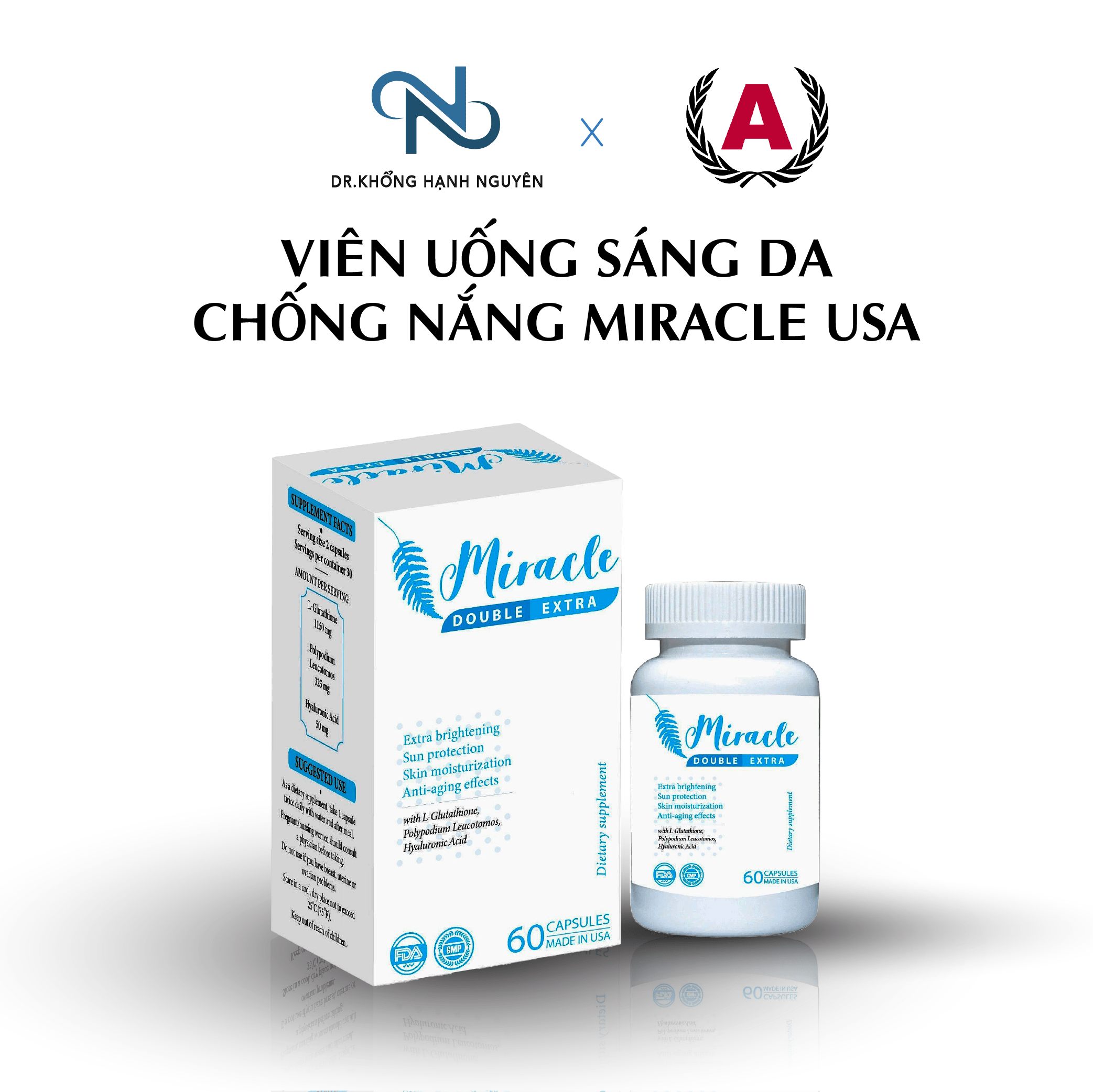 Viên Uống Sáng Da Chống Nắng Miracle USA