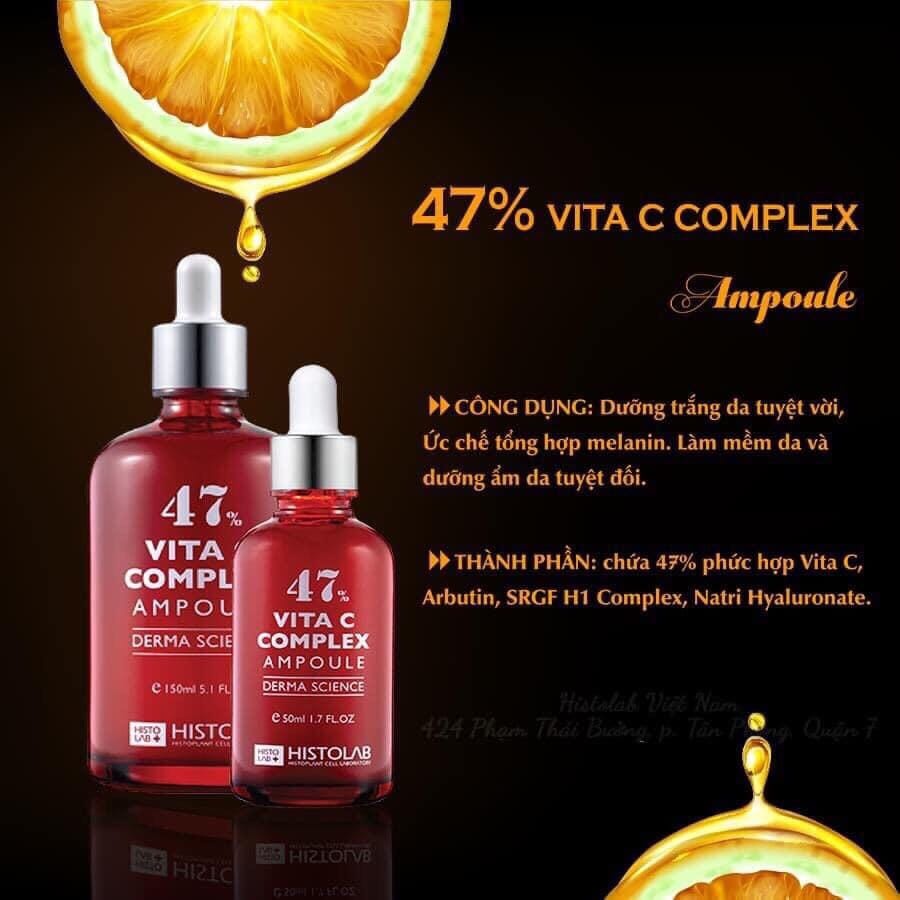 Serum Dưỡng Trắng Da Chống Lão Hóa Histolab 47% Vita C Complex Ampoule Derma Science (50ml)