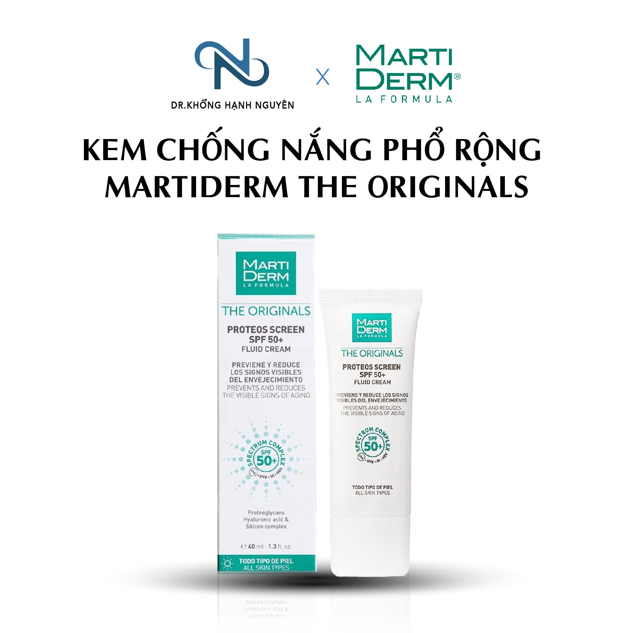 [HÀNG NHẬP KHẨU] Kem Chống Nắng Phổ Rộng MartiDerm The Originals Proteos Screen SPF50+ Fluid Cream (40ml)