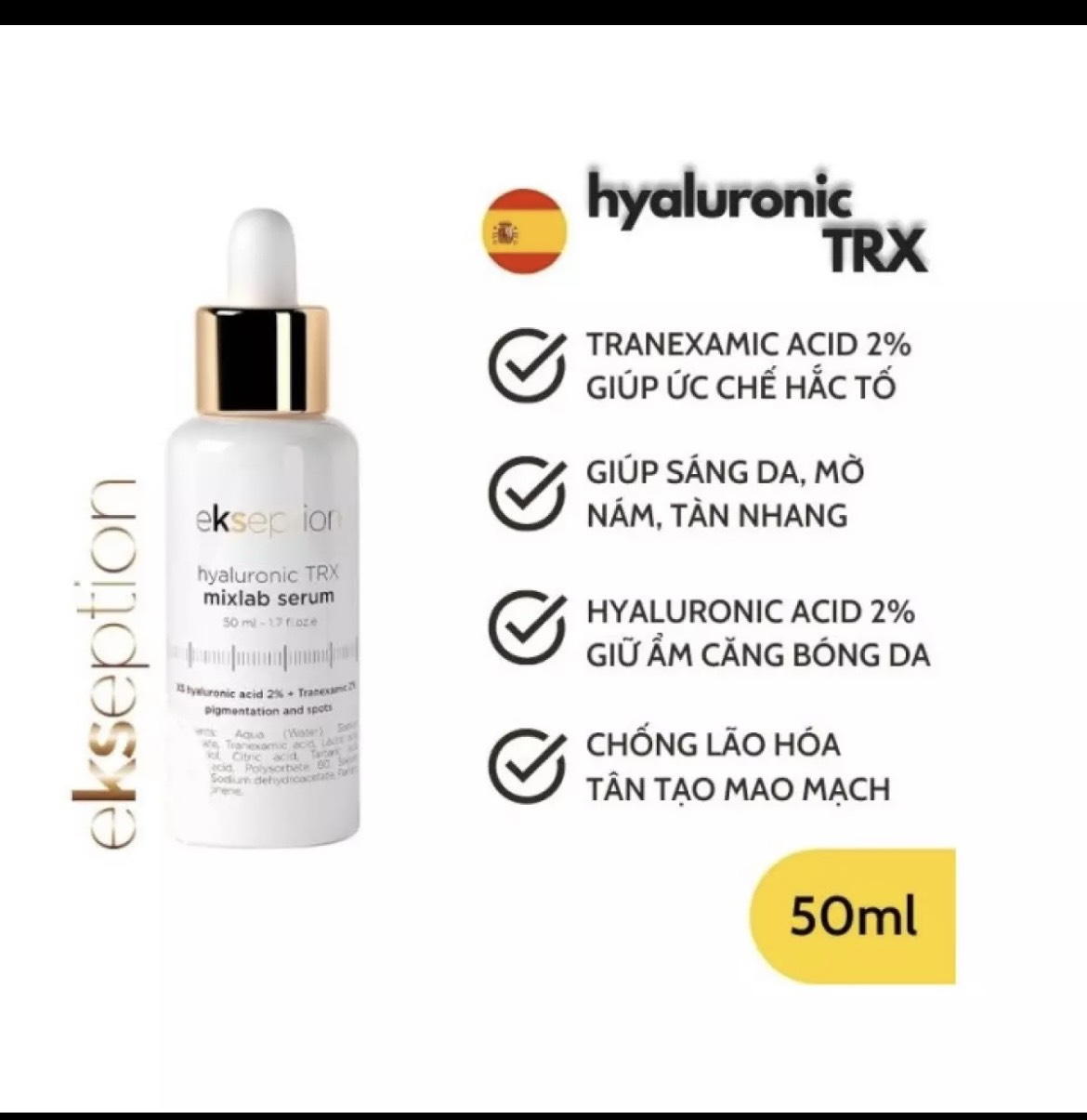 [HÀNG NHẬP KHẨU] Serum sáng da, mờ nám EKSEPTION Hyaluronic TRX Serum 75ml