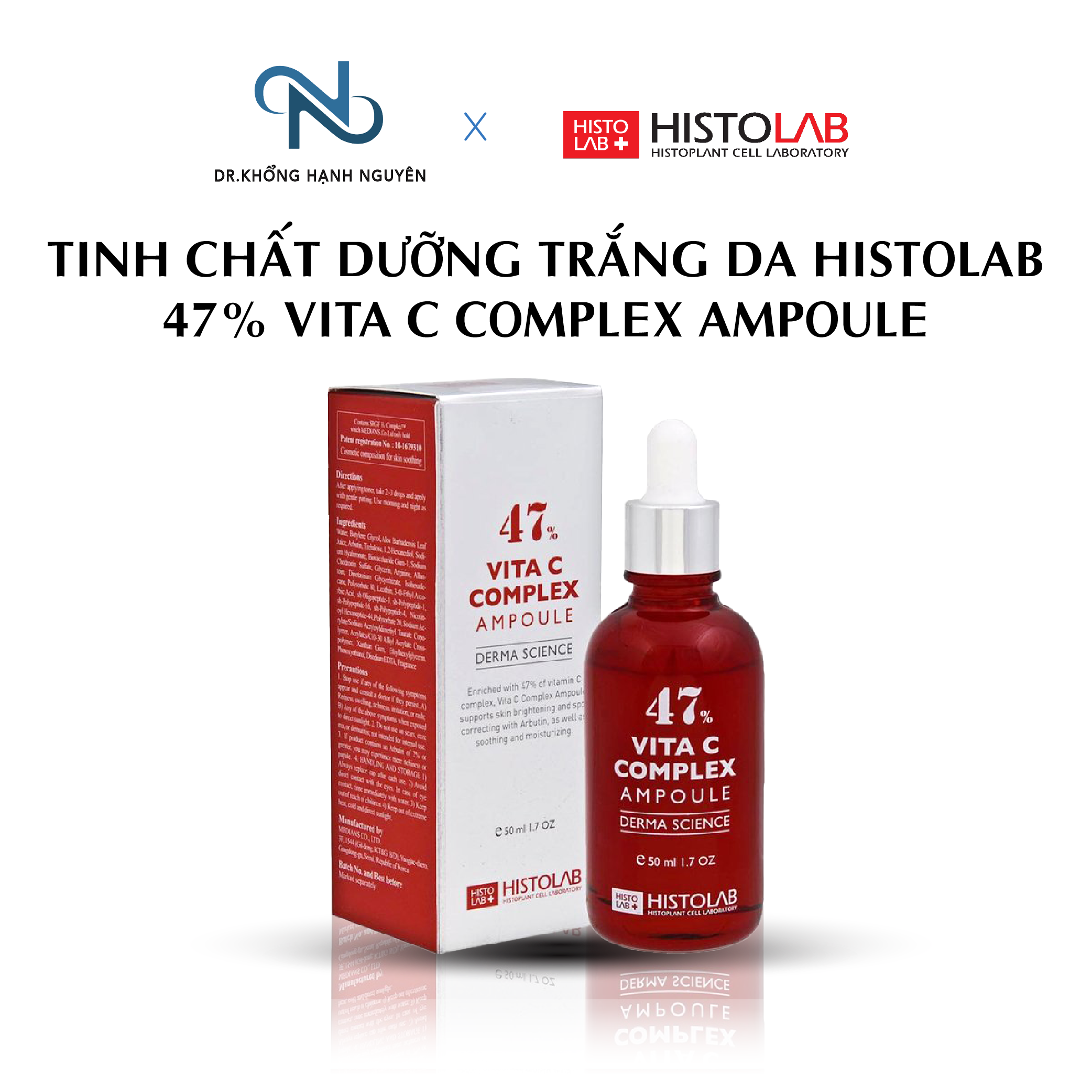 Serum Dưỡng Trắng Da Chống Lão Hóa Histolab 47% Vita C Complex Ampoule Derma Science (50ml)