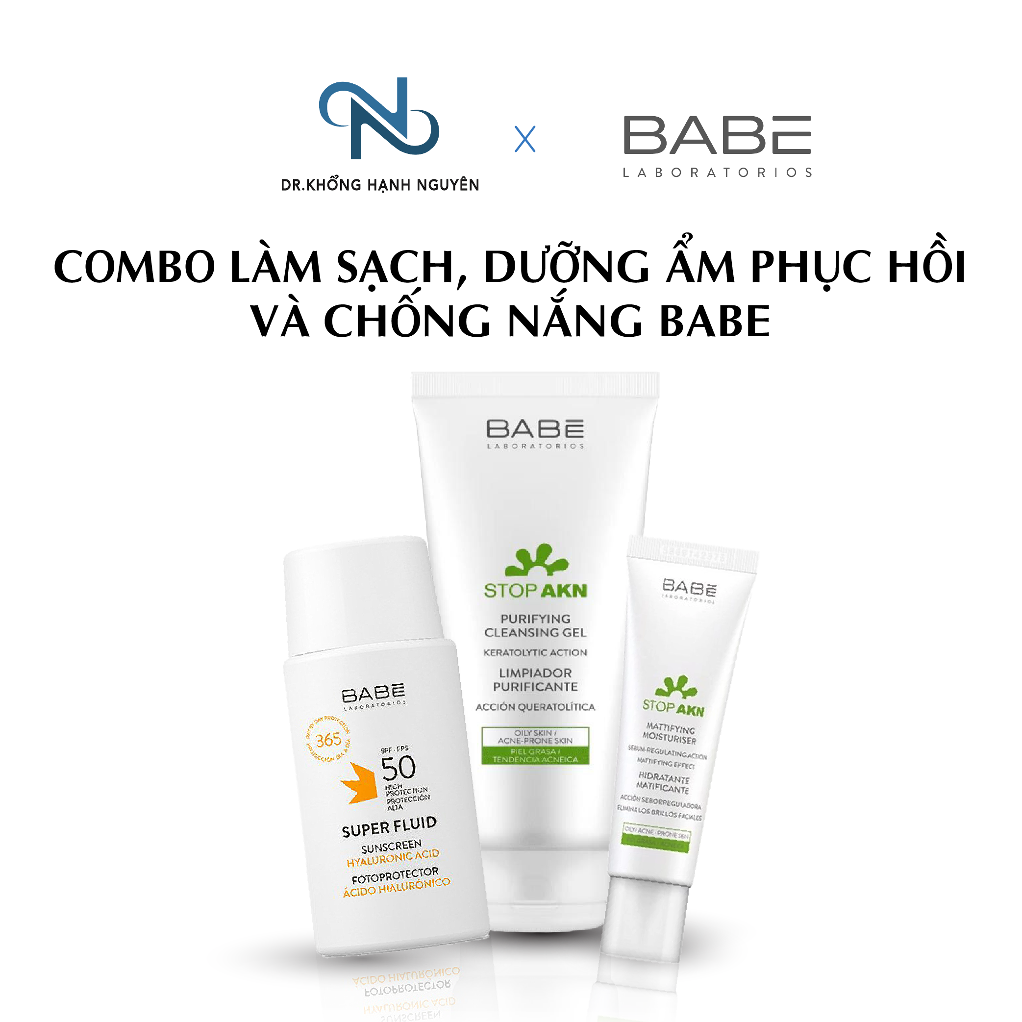 Combo làm sạch, dưỡng ẩm và chống nắng BABE