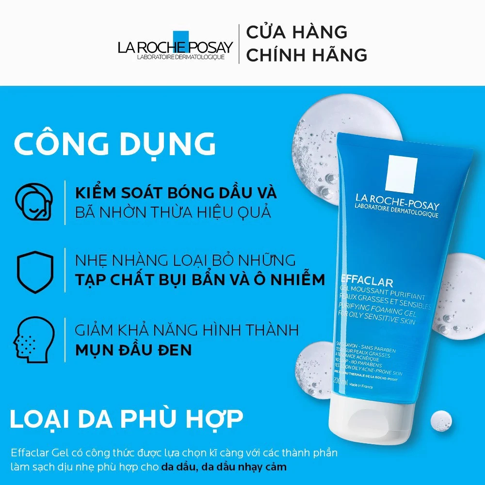 [HÀNG NHẬP KHẨU] Gel Rửa Mặt La Roche-Posay Cho Da Dầu, Nhạy Cảm Effaclar Purifying Foaming