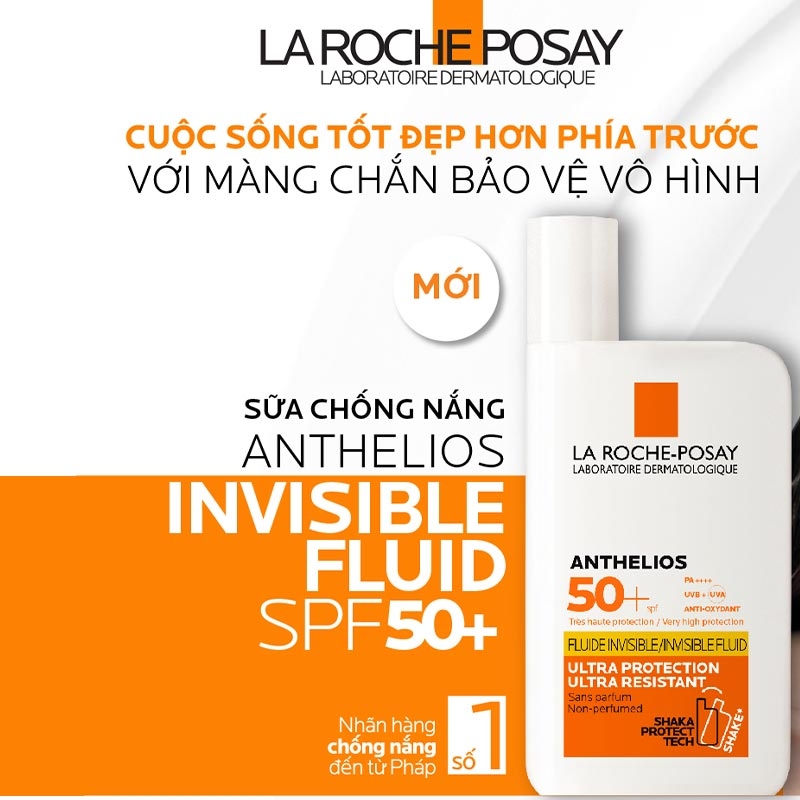 Kem Chống Nắng Cho Da Khô, Nhạy Cảm La Roche-Posay Anthelios Invisible Fluid SPF 50+