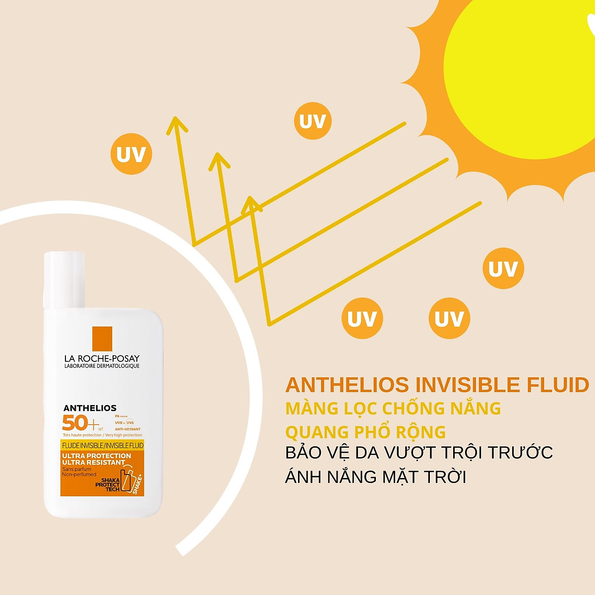 Kem Chống Nắng Cho Da Khô, Nhạy Cảm La Roche-Posay Anthelios Invisible Fluid SPF 50+