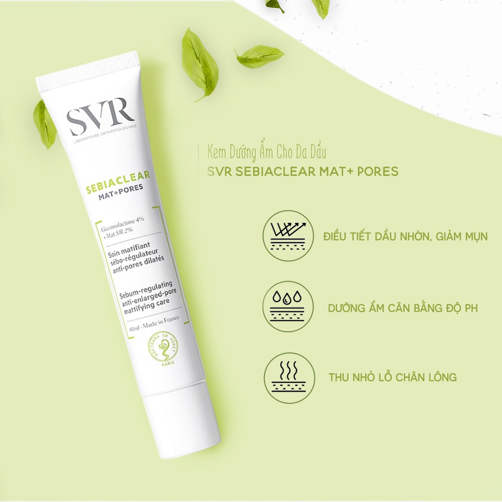 [HÀNG NHẬP KHẨU] Kem Dưỡng Làm Giảm Mụn, Se Khít Lỗ Chân Lông, Sáng Da  SVR Sebiaclear Active (40ml)