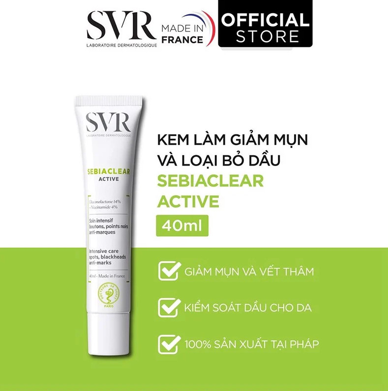 [HÀNG NHẬP KHẨU] Kem Dưỡng Làm Giảm Mụn, Se Khít Lỗ Chân Lông, Sáng Da  SVR Sebiaclear Active (40ml)