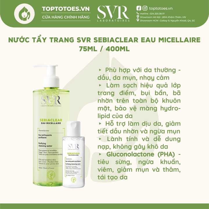 [HÀNG NHẬP KHẨU] Nước Tẩy Trang SVR Sebiaclear Eau Micellaire Cho Da Dầu Mụn
