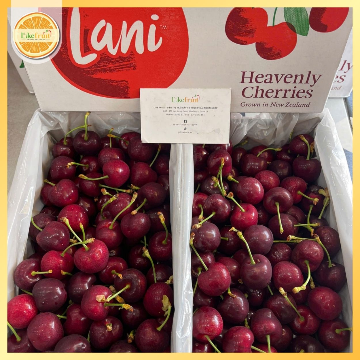 Cherry New Zealand Lani (Hộp 2kg) – Ngọt Đậm Tự Nhiên, Trái To Giòn Mọng