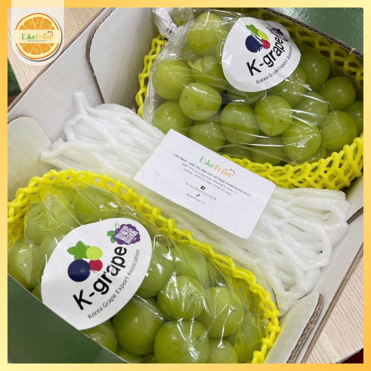 Nho Mẫu Đơn Hàn Quốc (Shine Muscat) – Cao Cấp, Không Hạt, Thơm Đậm Vị