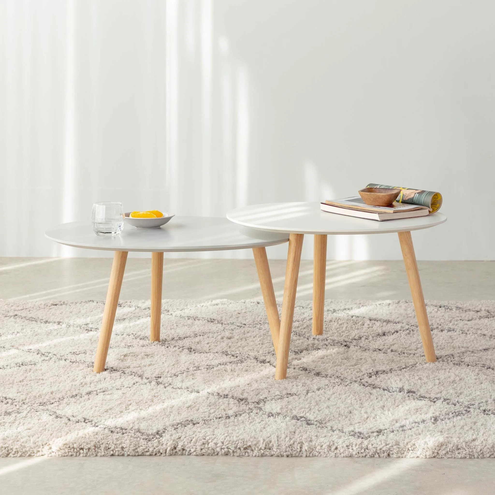 Set 2 Bàn Sofa – Bàn Cafe – Bàn Trà Gỗ Cao Su