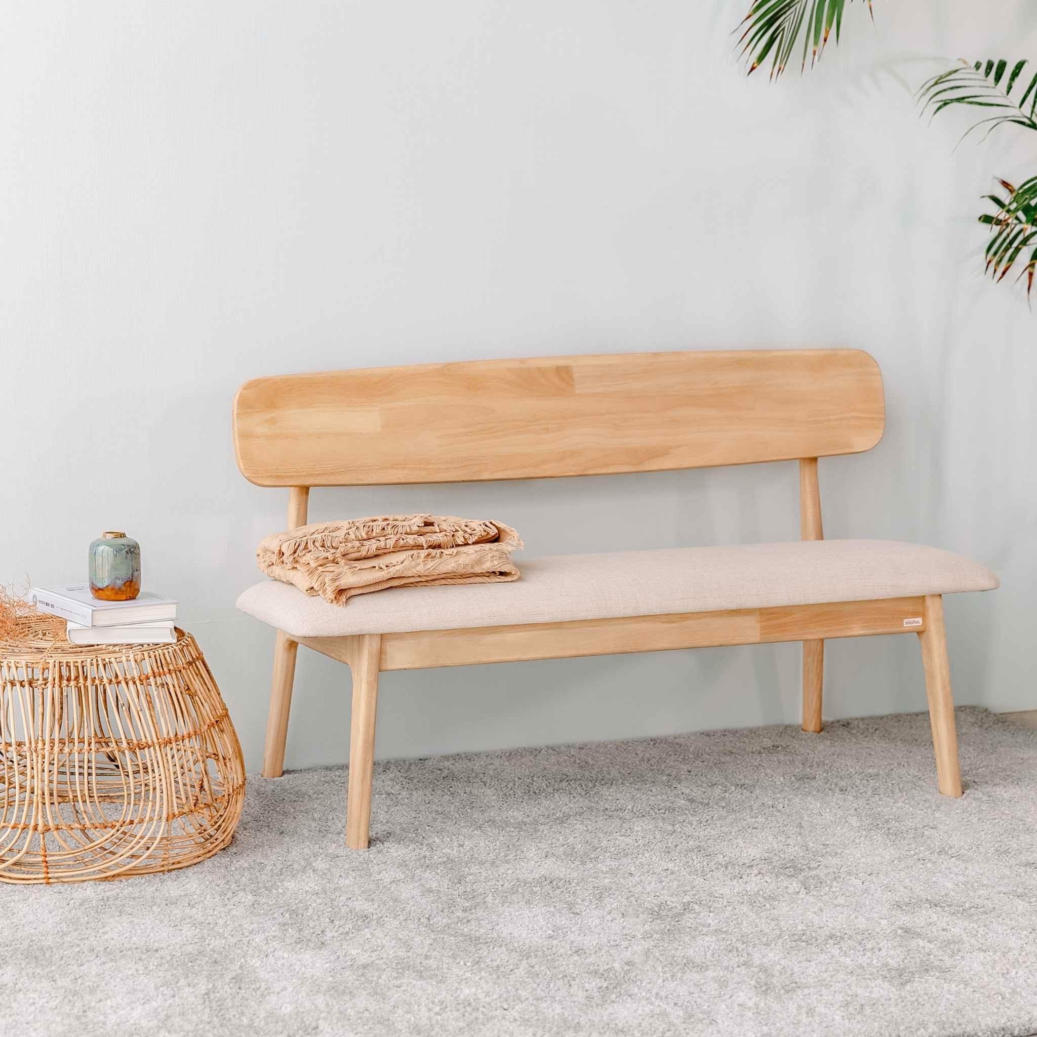 Ghế Băng Tựa Gỗ Cao Su Tự nhiên VLINE