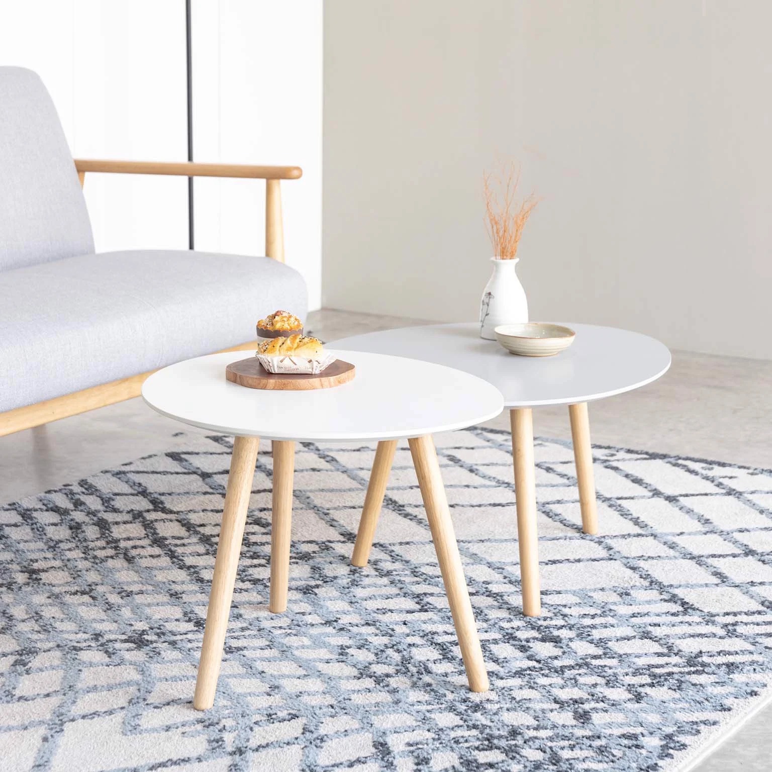 Set 2 Bàn Sofa – Bàn Cafe – Bàn Trà Gỗ Cao Su