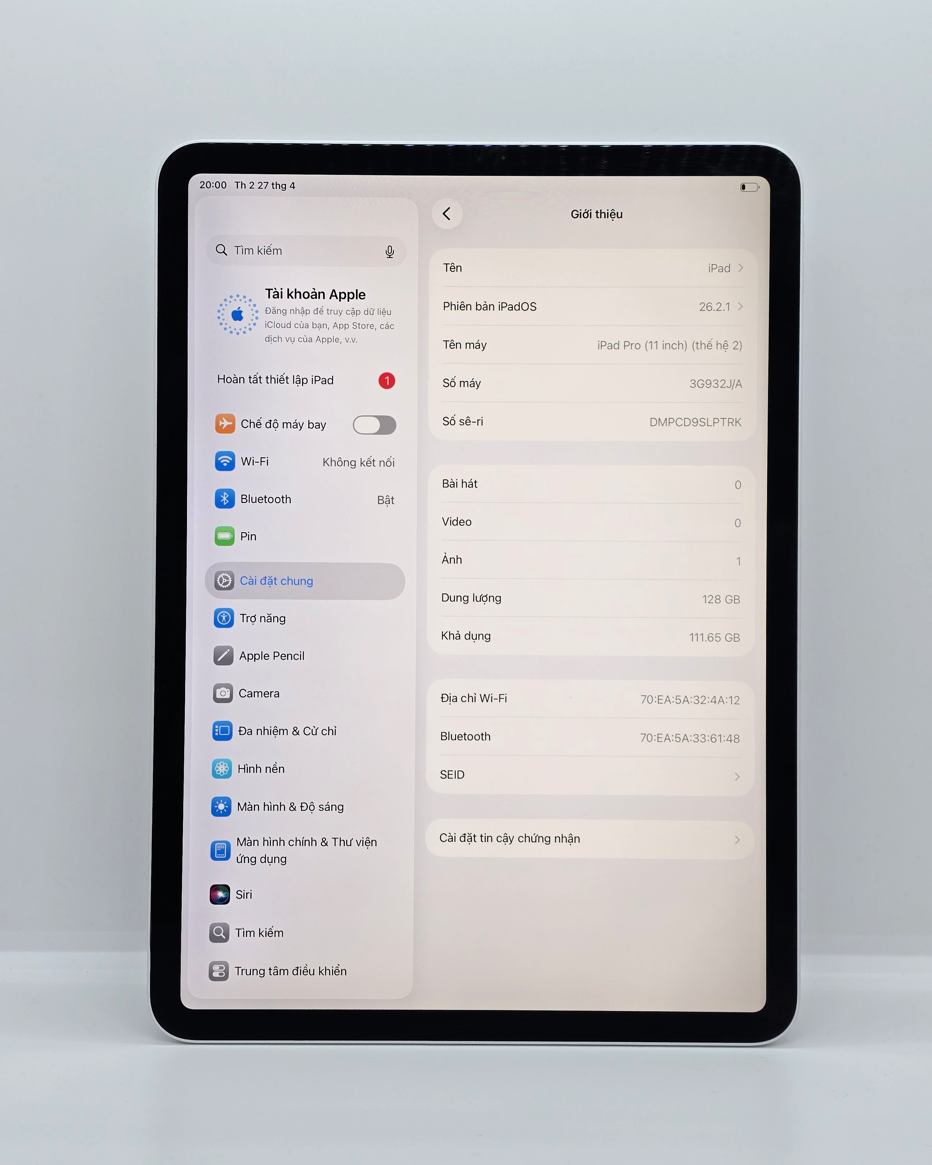 iPad Pro 2020 11 inch 128GB Silver(Xước)