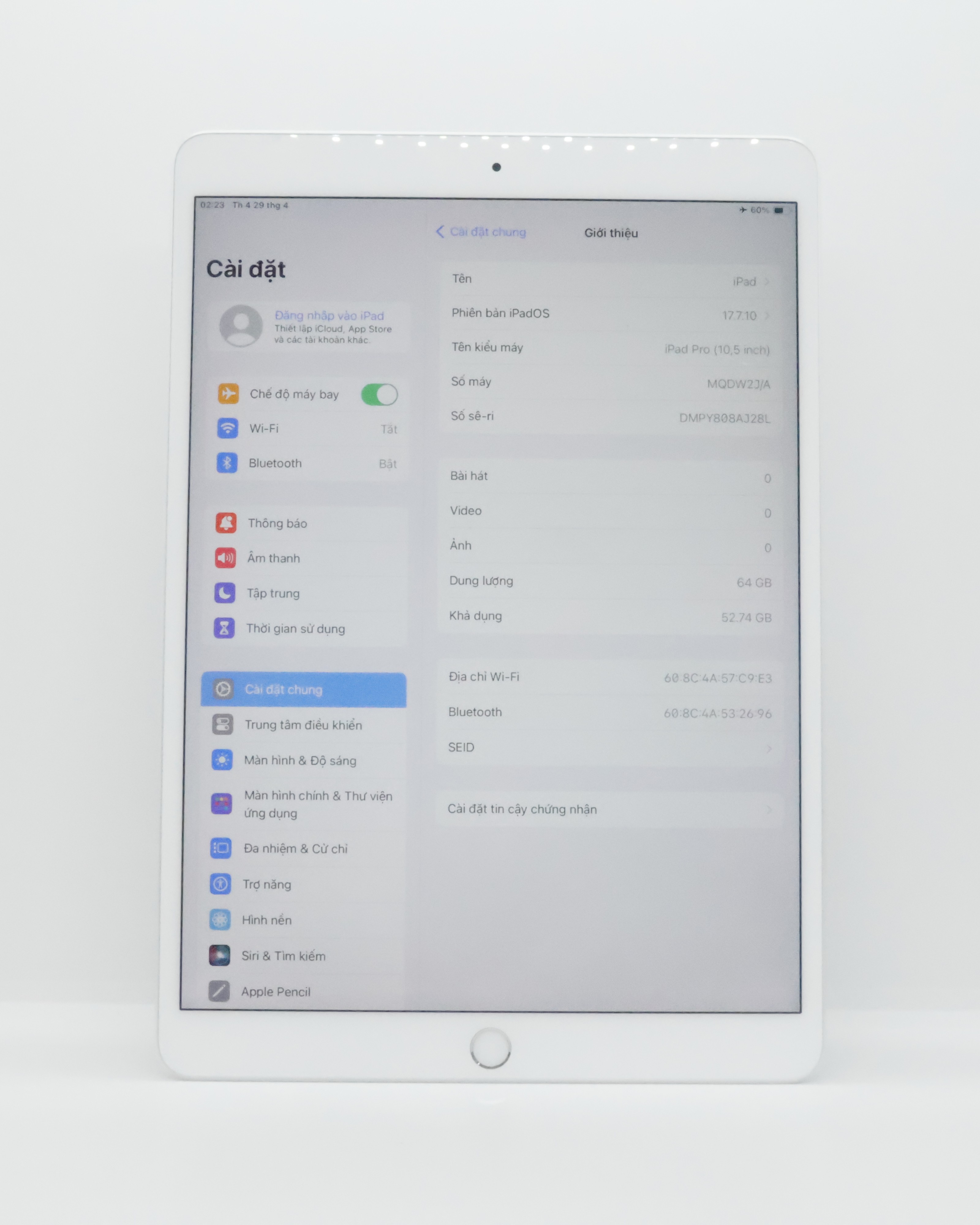 iPad Pro 10.5 inch 64GB Silver(Xước)