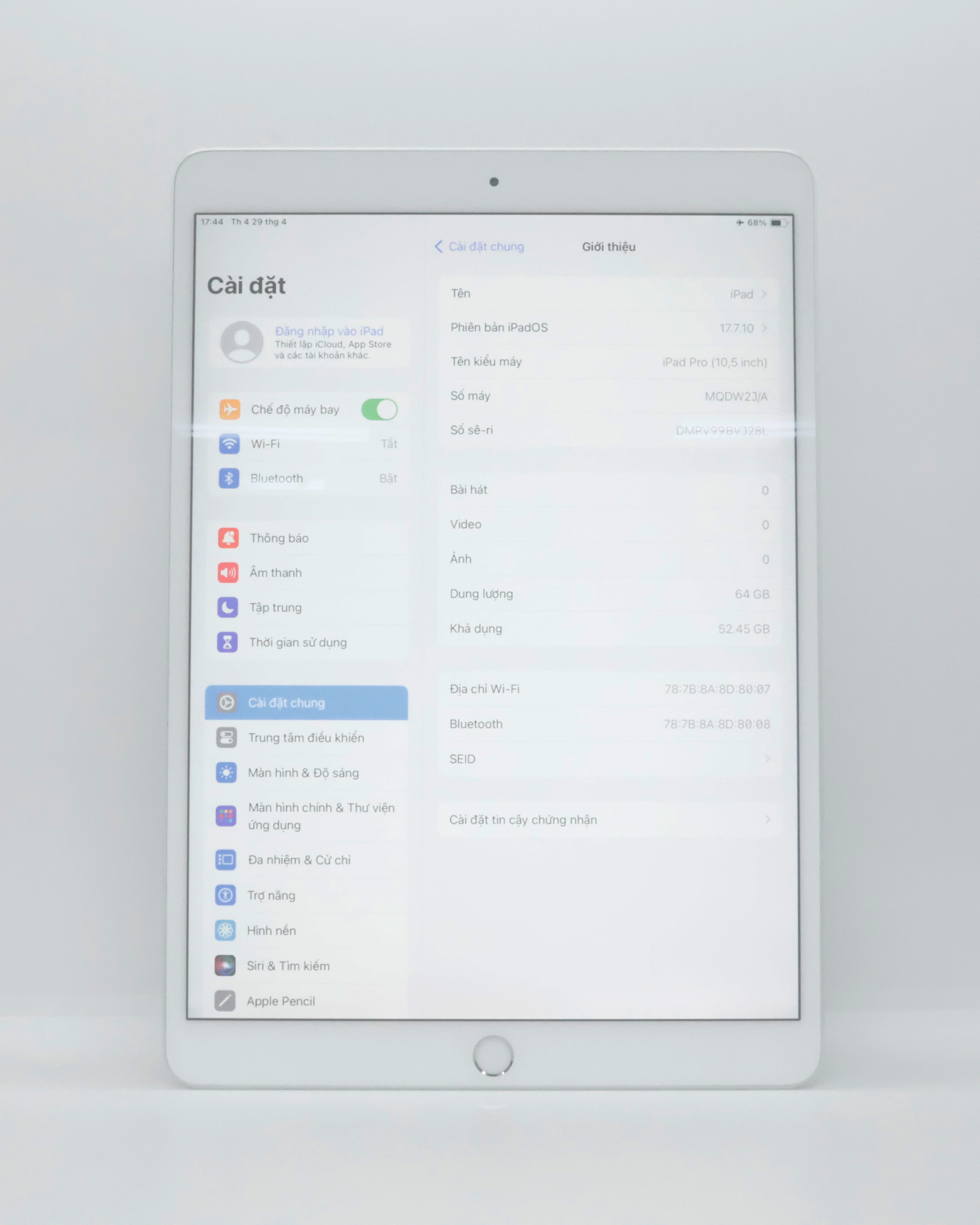 iPad Pro 10.5 inch 64GB Silver(Xước)