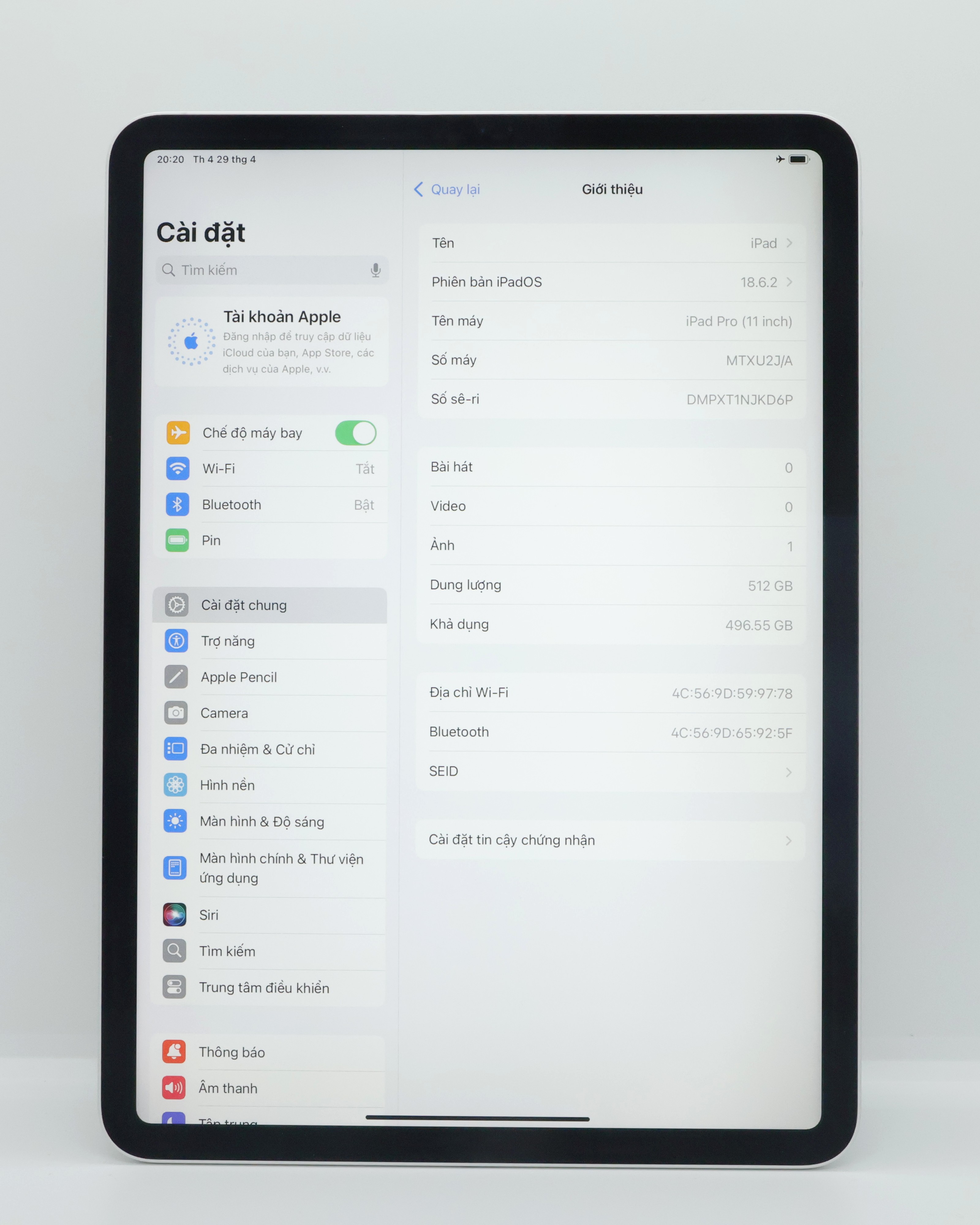 iPad Pro 2018 11 inch 512GB Silver(Xước)