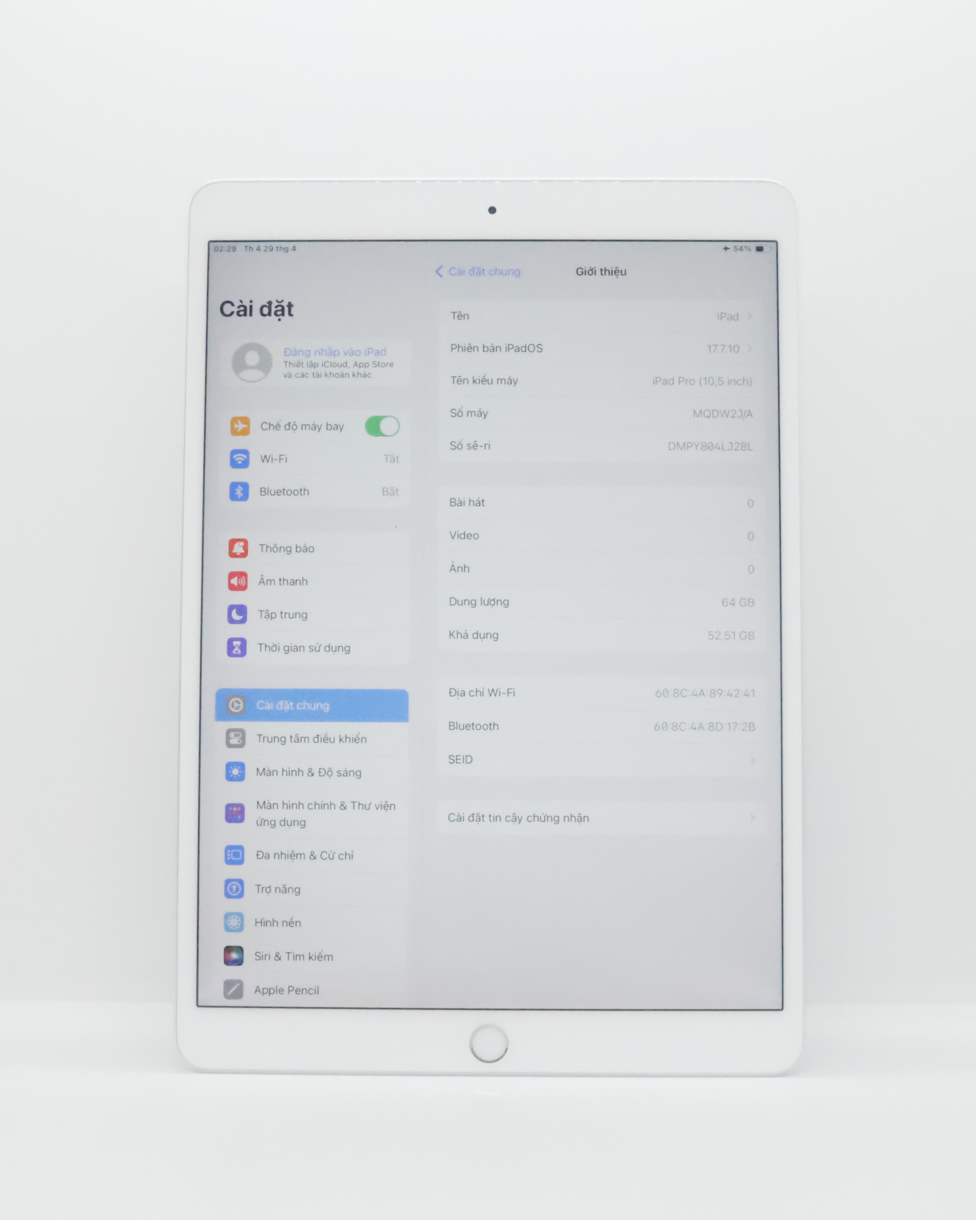 iPad Pro 10.5 inch 64GB Silver(Xước)