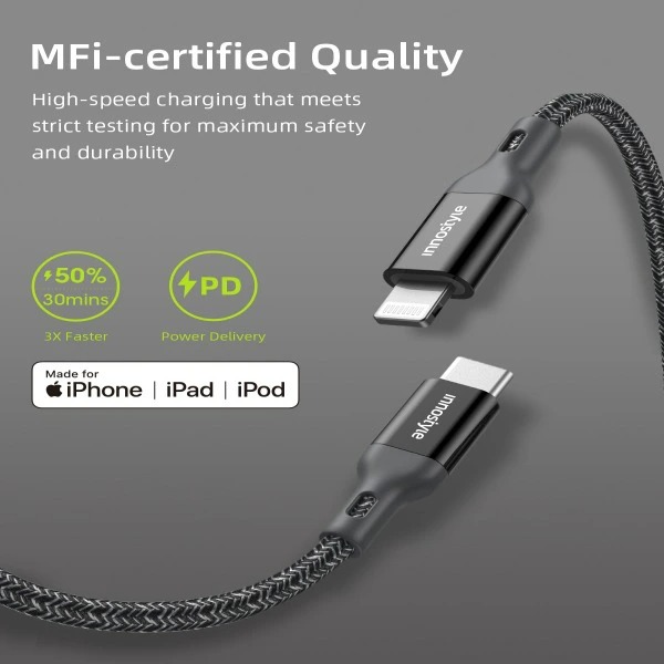 Cáp Type C to Lightning Innostyle Powerflex MFi 1.5M 20/30/60W