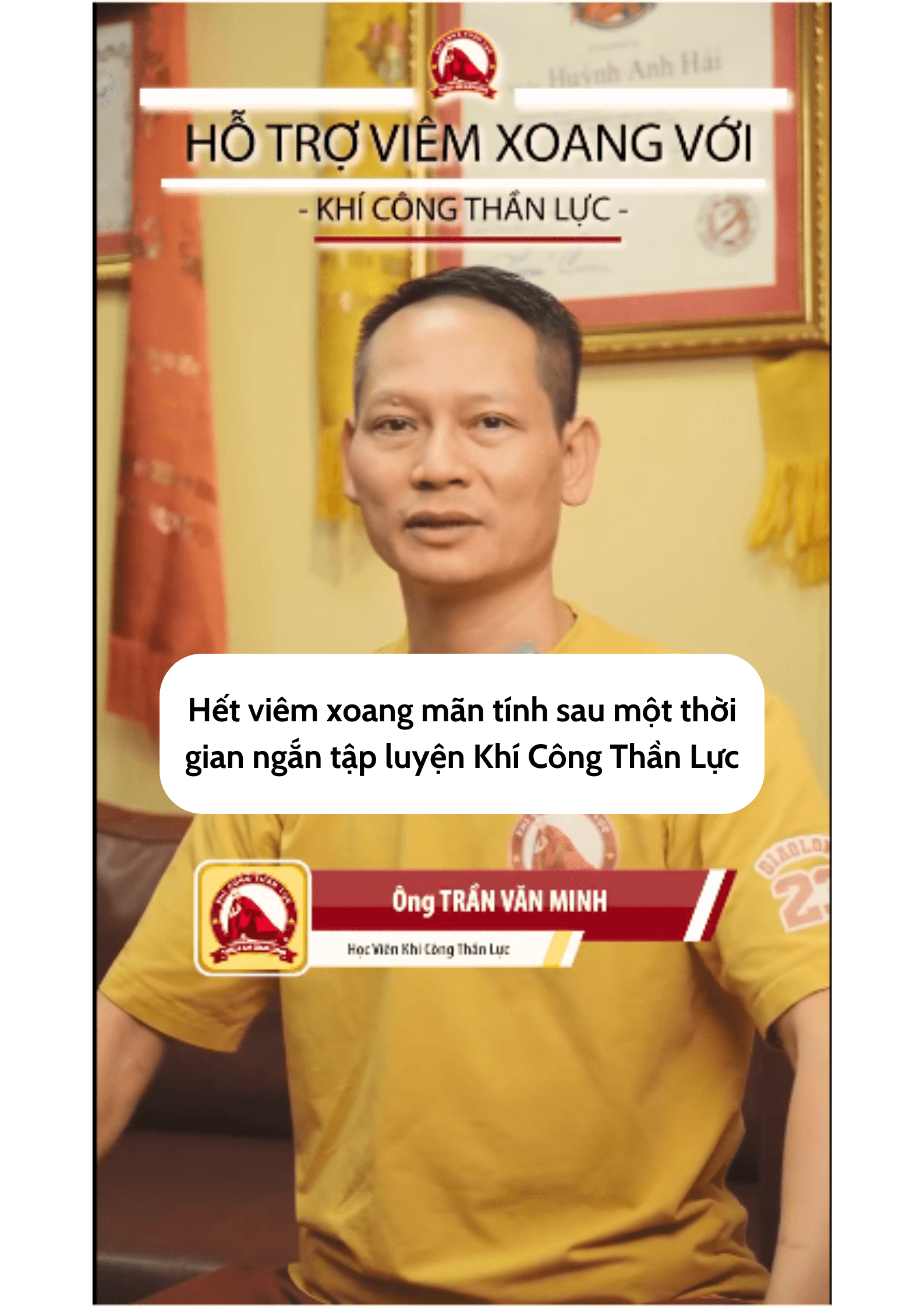 Học viên bị viêm xoang mãn tính tập luyện Khí Công Thần Lực đạt được hiệu quả tích cực sau một thời gian ngắn