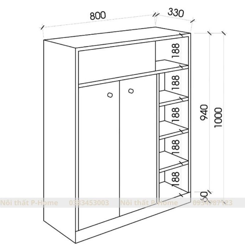 Bản vẽ chi tiết Tủ giày thông minh PHG-05