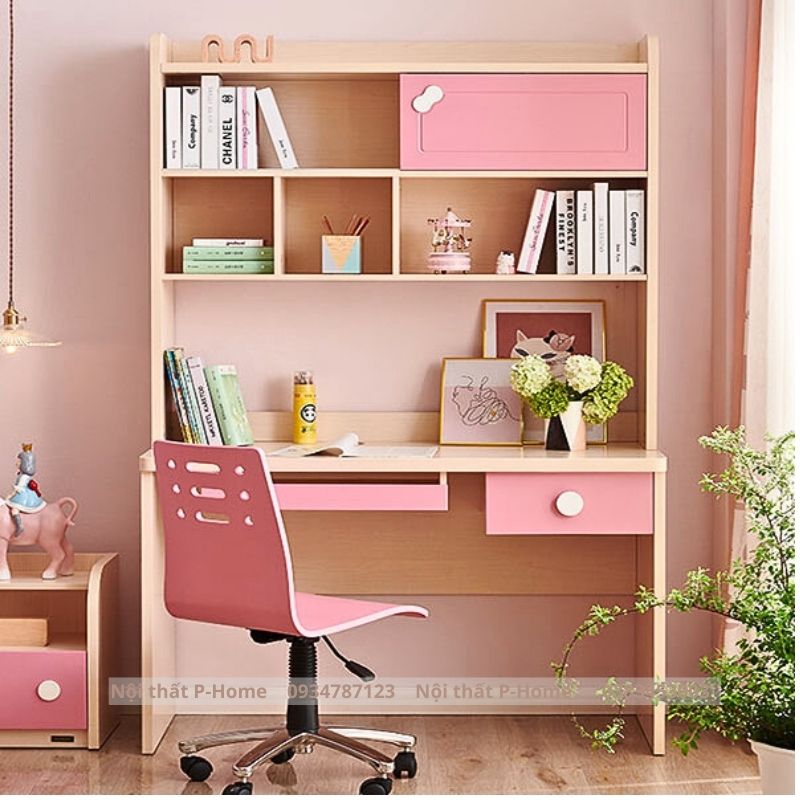 Bàn học sinh bé gái màu hồng đáng yêu PHH-08