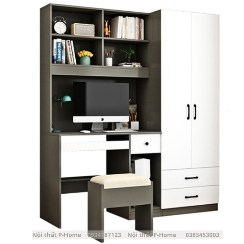 Bàn học kèm tủ quần áo PHH-06