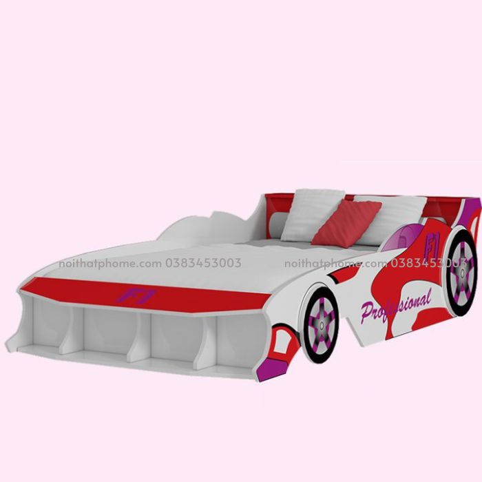 Giường đơn cho bé mô hình ôtô đỏ 1m2 PH-230