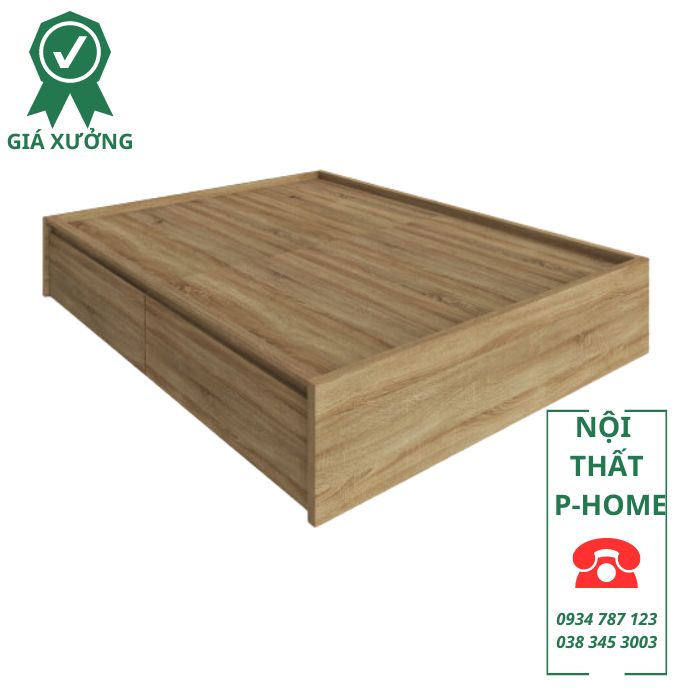 Giường gỗ MDF có 2 hộc tủ kéo PH56