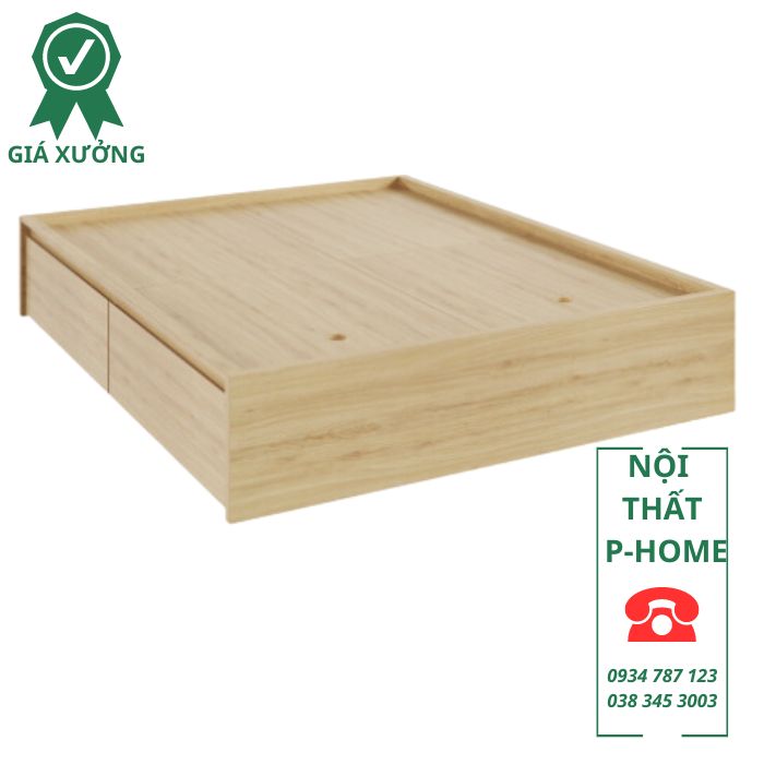 Giường gỗ MDF có 2 hộc tủ kéo PH56