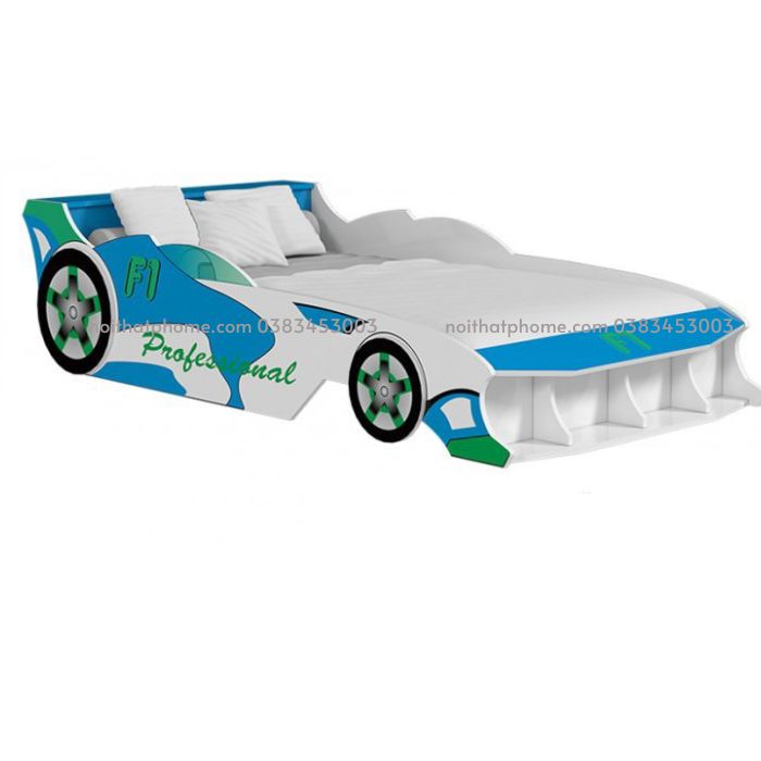 Giường ngủ cho bé trai ô tô xanh dương 1m2 loại PH-229