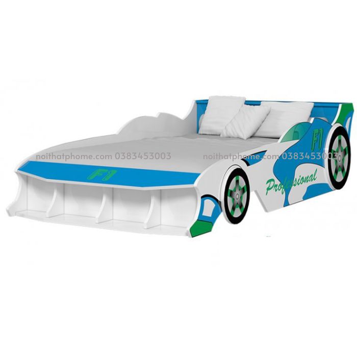 Giường ngủ cho bé trai ô tô xanh dương 1m2 loại PH-229