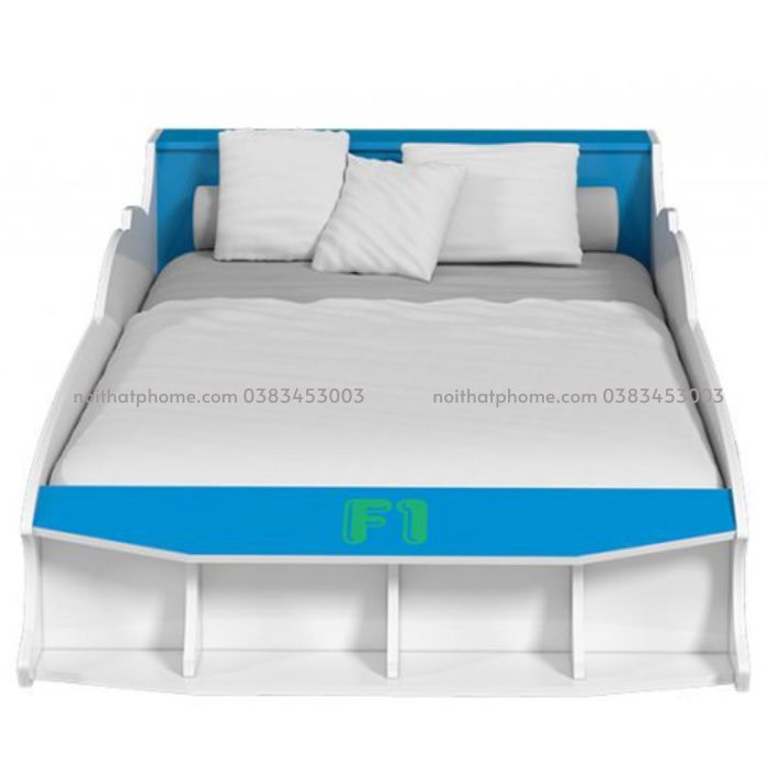 Giường ngủ cho bé trai ô tô xanh dương 1m2 loại PH-229