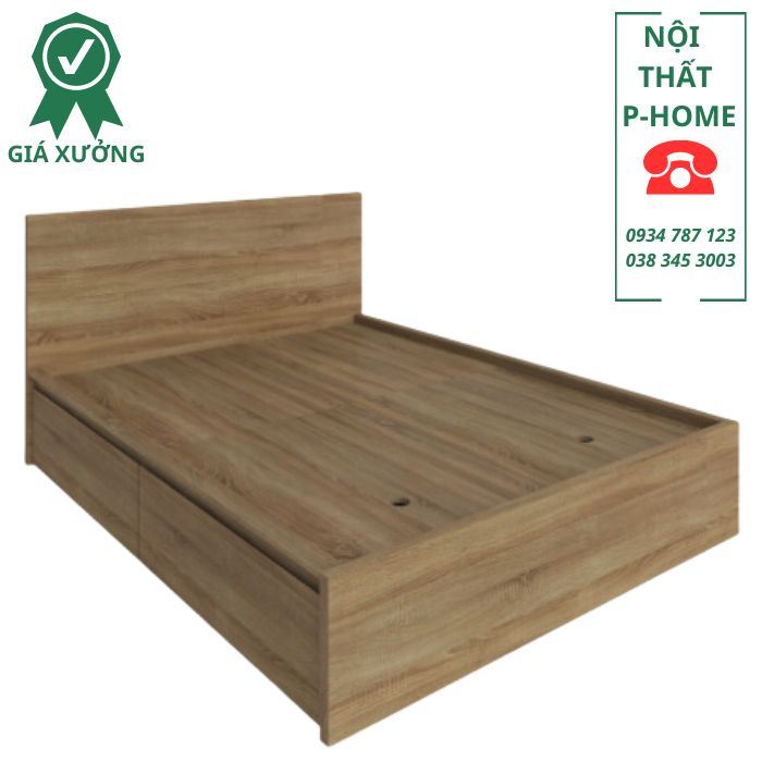 Giường ngủ có 2 tủ kéo gỗ MDF PH57