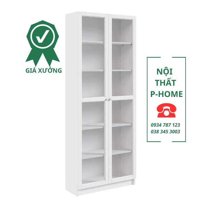 Kệ sách 6 tầng cửa kính PH55