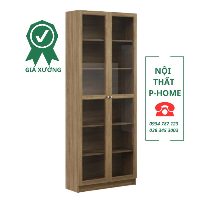 Kệ sách 6 tầng cửa kính PH55