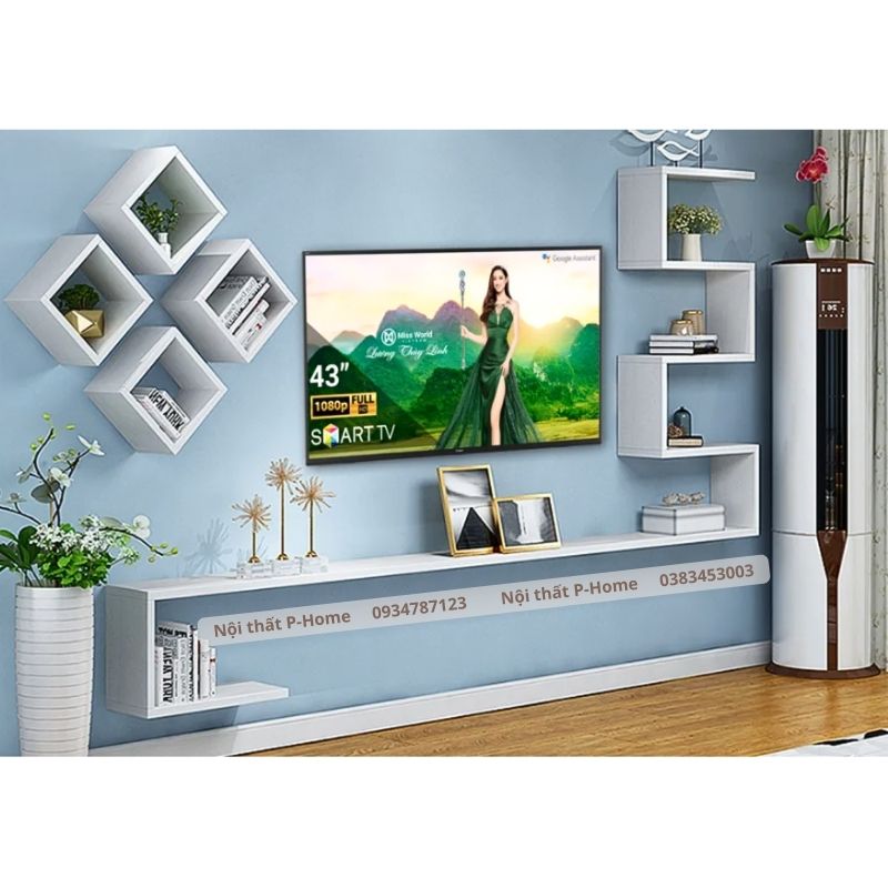 Kệ tivi có tủ trang trí gỗ MDF PHKTV-10