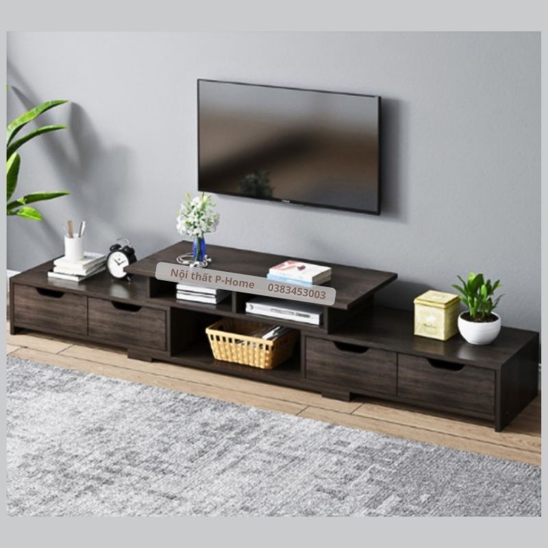 Kệ tivi gỗ có ngăn tủ kéo 2m PHKTV-12
