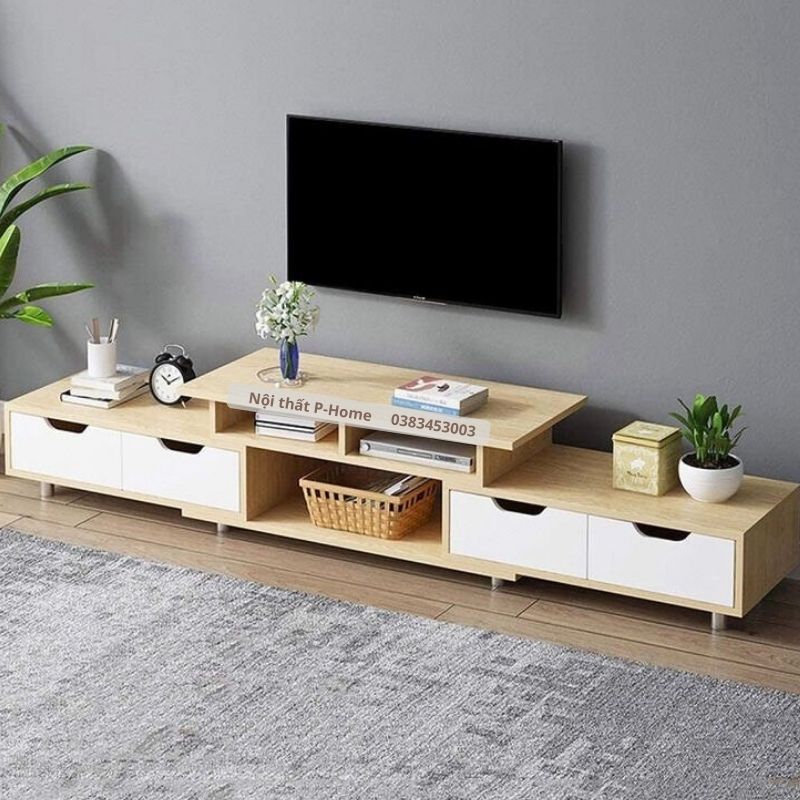 Kệ tivi gỗ có ngăn tủ kéo 2m PHKTV-12