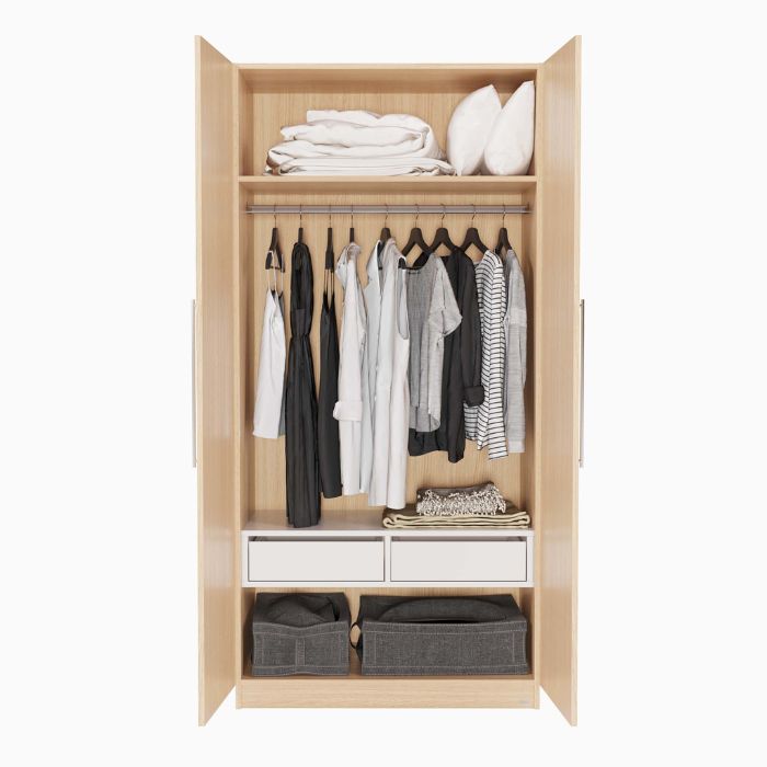 Tủ áo MDF 1.2m Vân Sồi sáng PHA112S