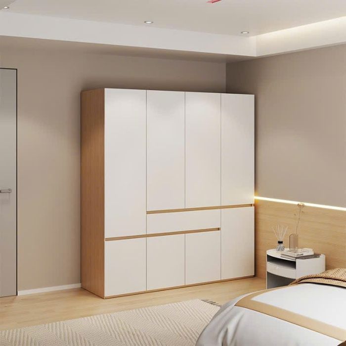 Tủ quần áo 4 cánh to 1 ngăn kéo trắng vân gỗ PHA-118TG