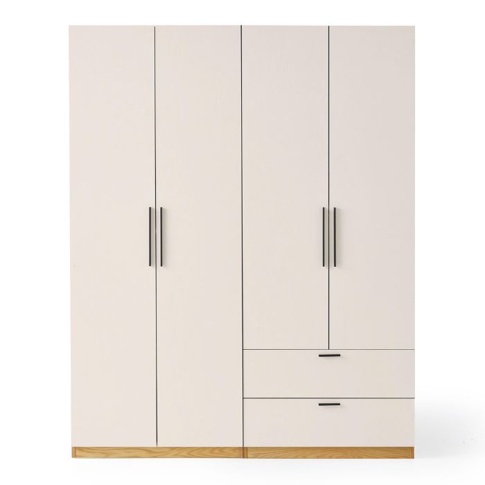 Tủ áo 4 cánh to 2 ngăn kéo trắng vân gỗ P-home PHA-11880TG