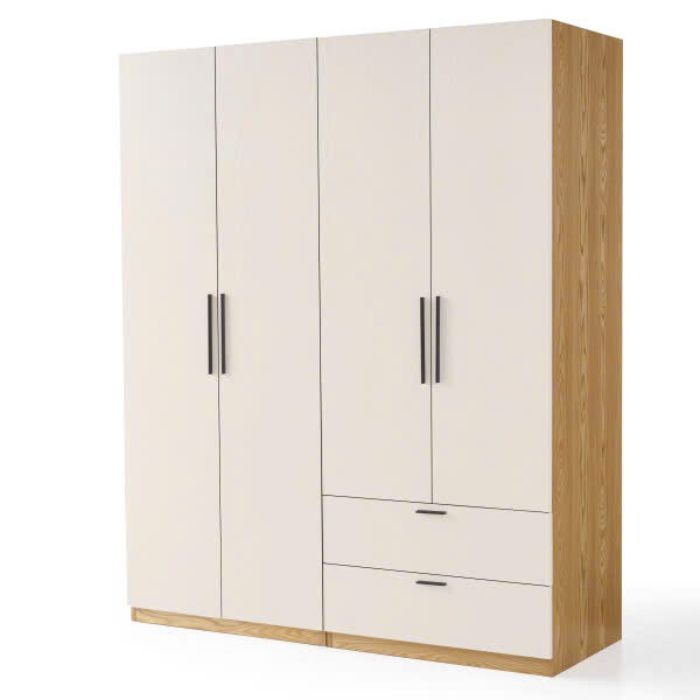 Tủ áo 4 cánh to 2 ngăn kéo trắng vân gỗ P-home PHA-11880TG